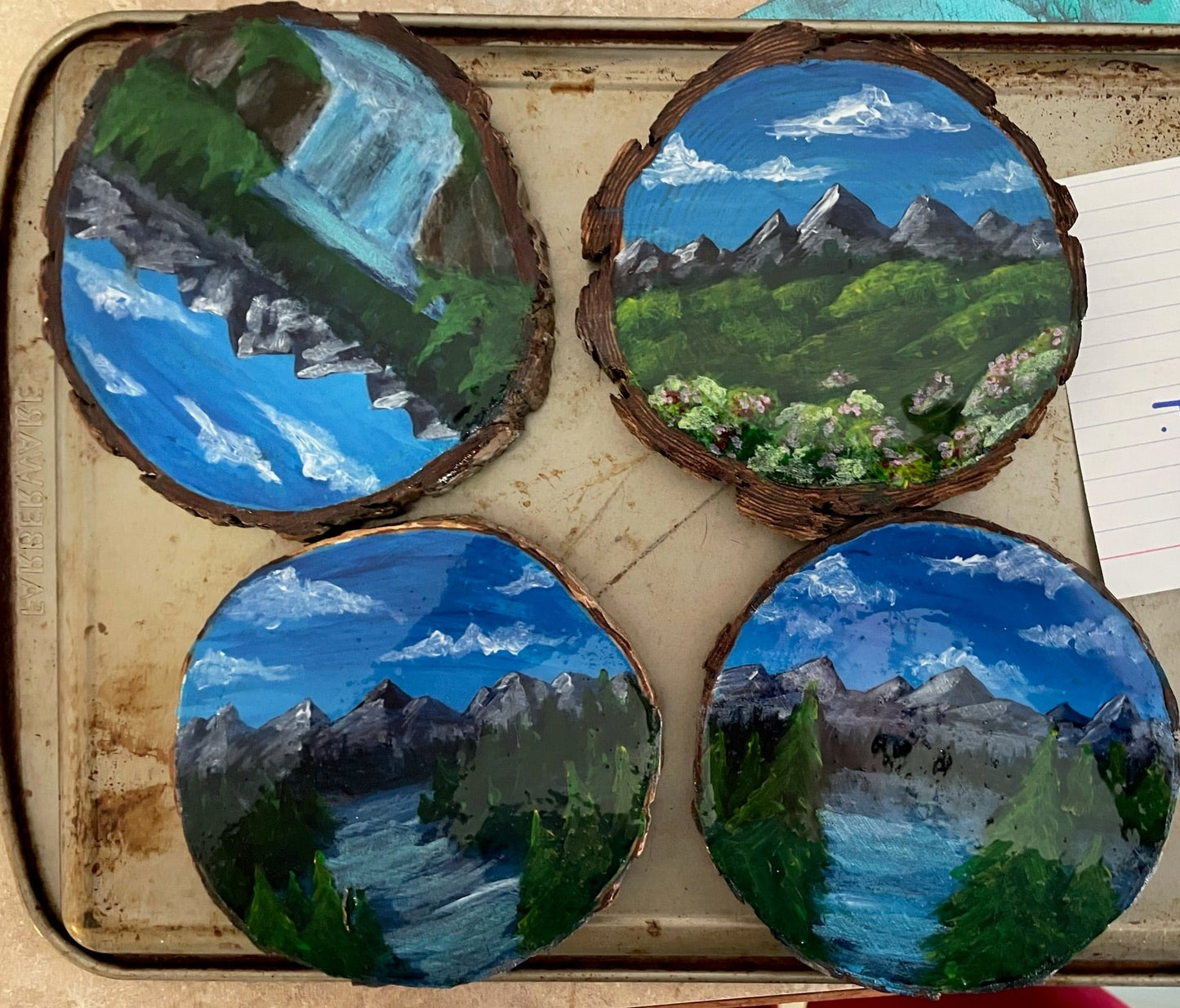 Resin Tree Coasters - Mountainscape