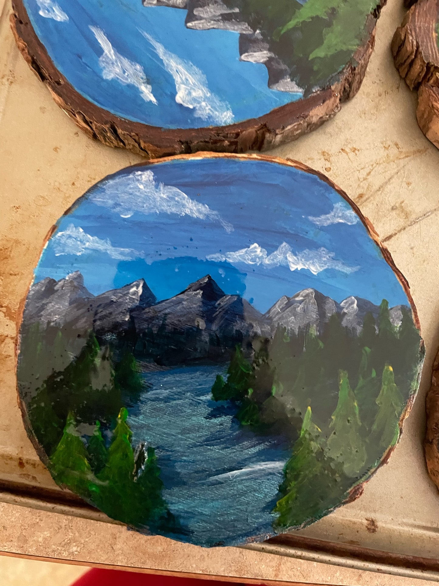 Resin Tree Coasters - Mountainscape