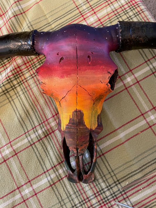Hand Painted Longhorn Skull