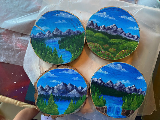 Resin Tree Coasters - Mountainscape