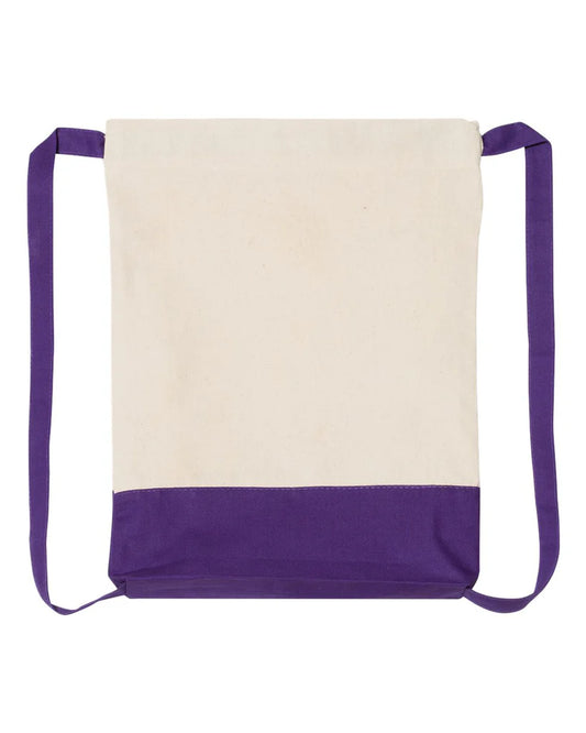 Canvas Drawstring Backpack - Purple